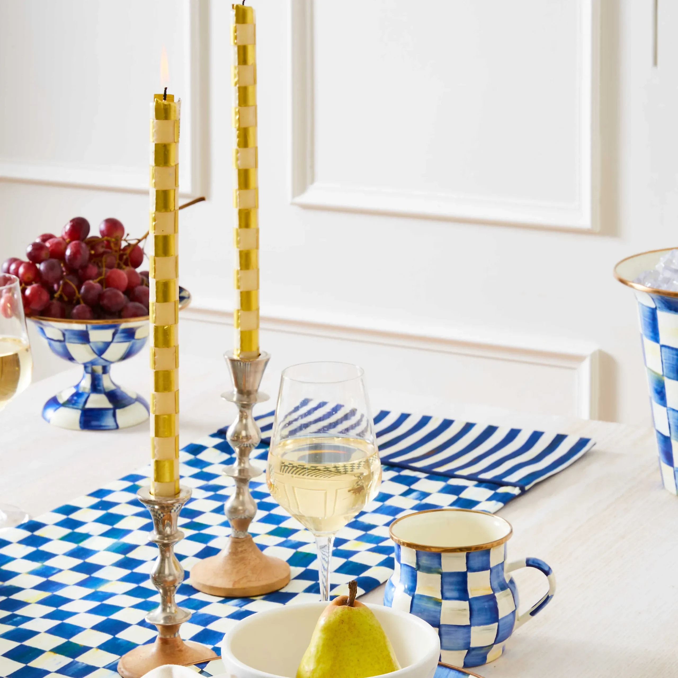 Clearance MacKenzie-Childs Royal Check Enamel Compote - Small