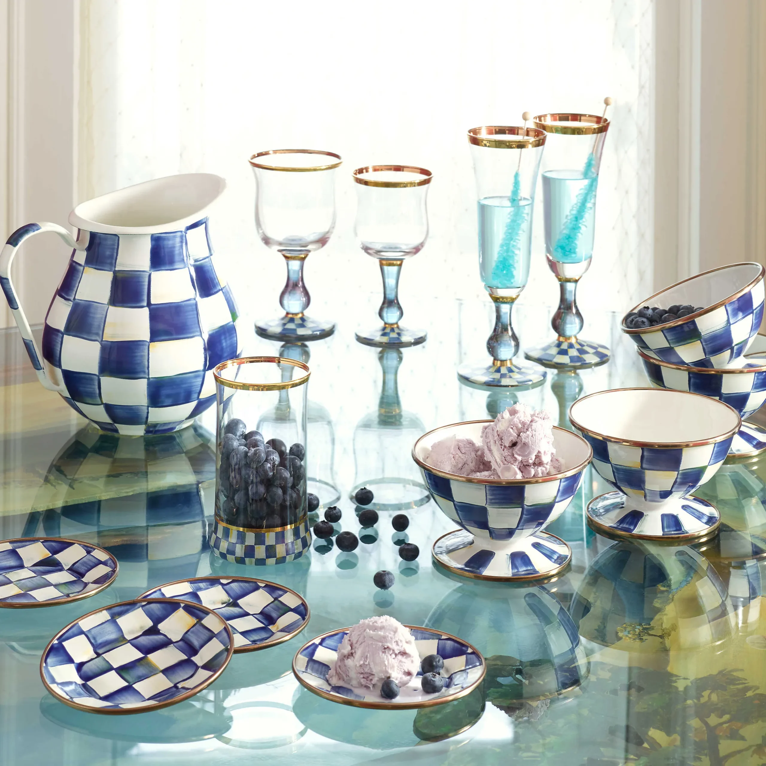 Discount MacKenzie-Childs Royal Check Enamel Ice Cream Dish
