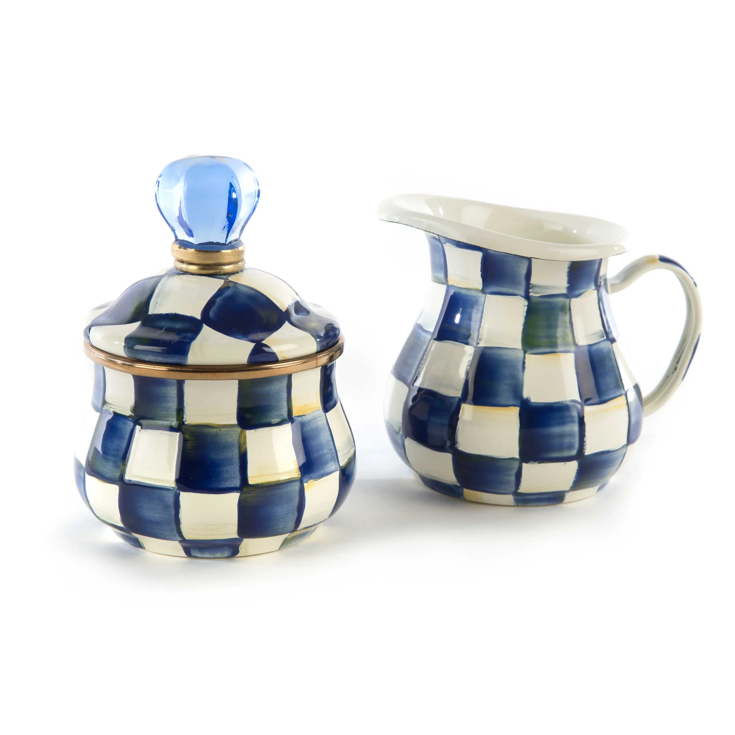 Best MacKenzie-Childs Royal Check Enamel Lidded Sugar Bowl