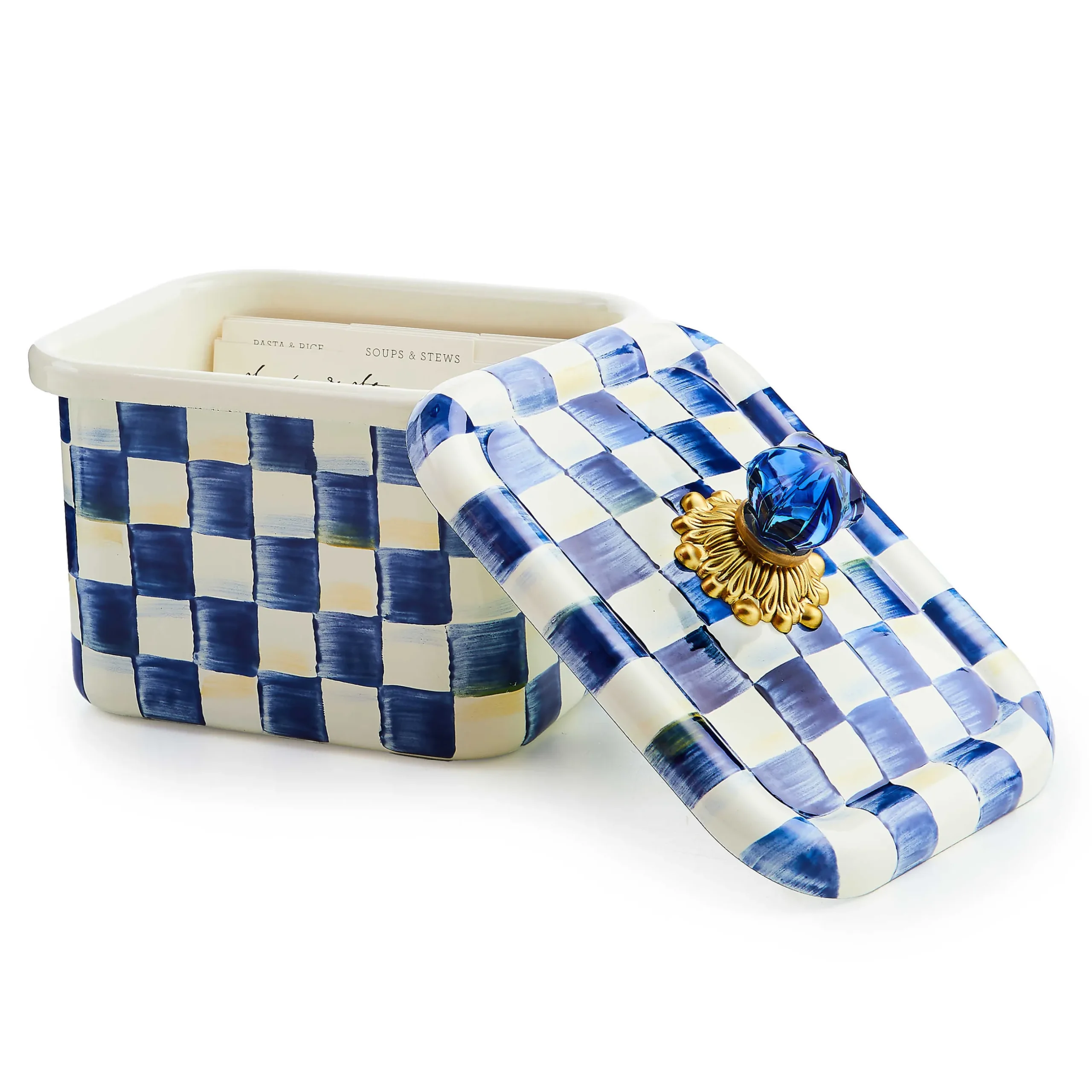 Best MacKenzie-Childs Royal Check Enamel Recipe Box