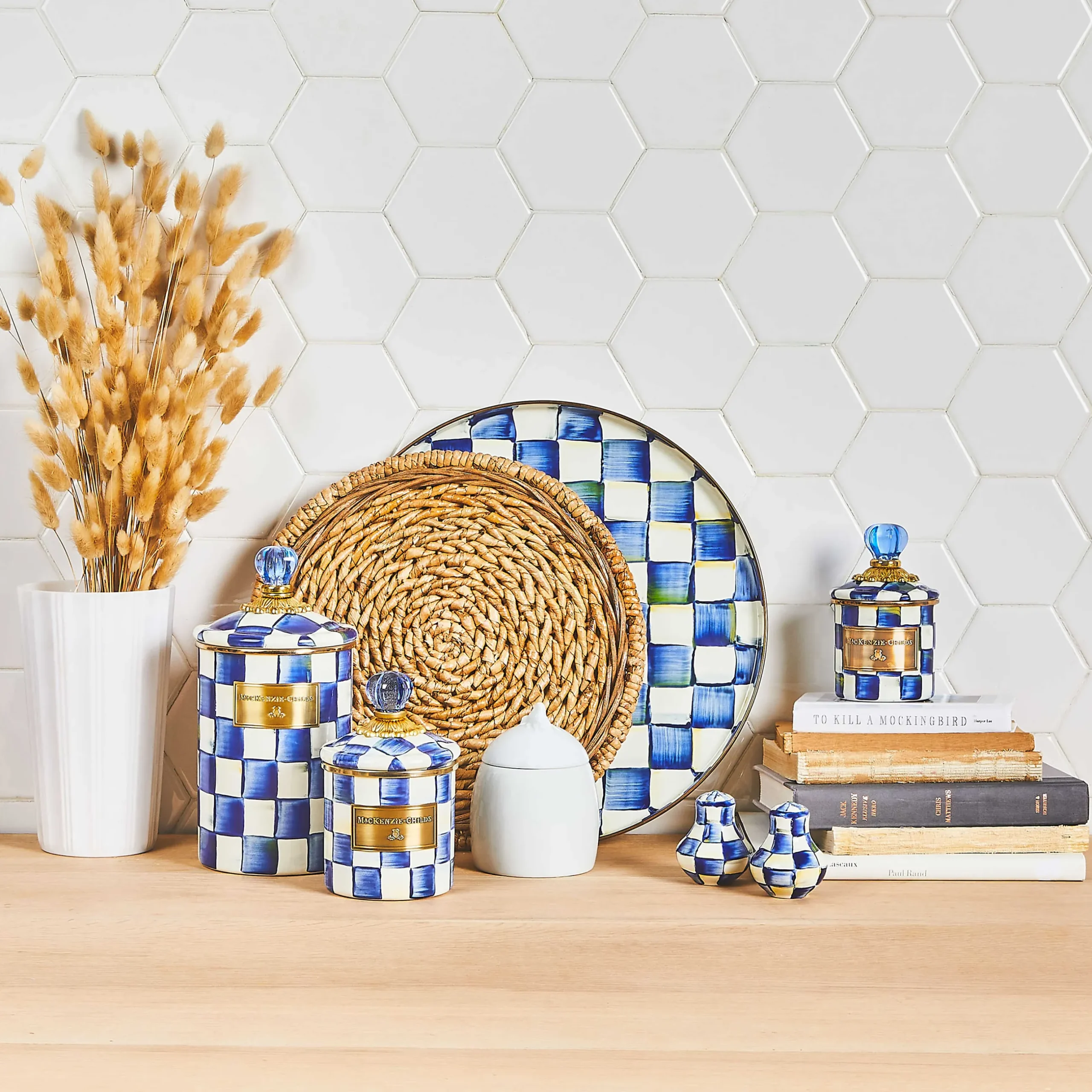 Clearance MacKenzie-Childs Royal Check Enamel Round Tray