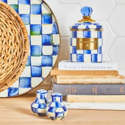 MacKenzie-Childs Royal Check Enamel Salt & Pepper Shakers