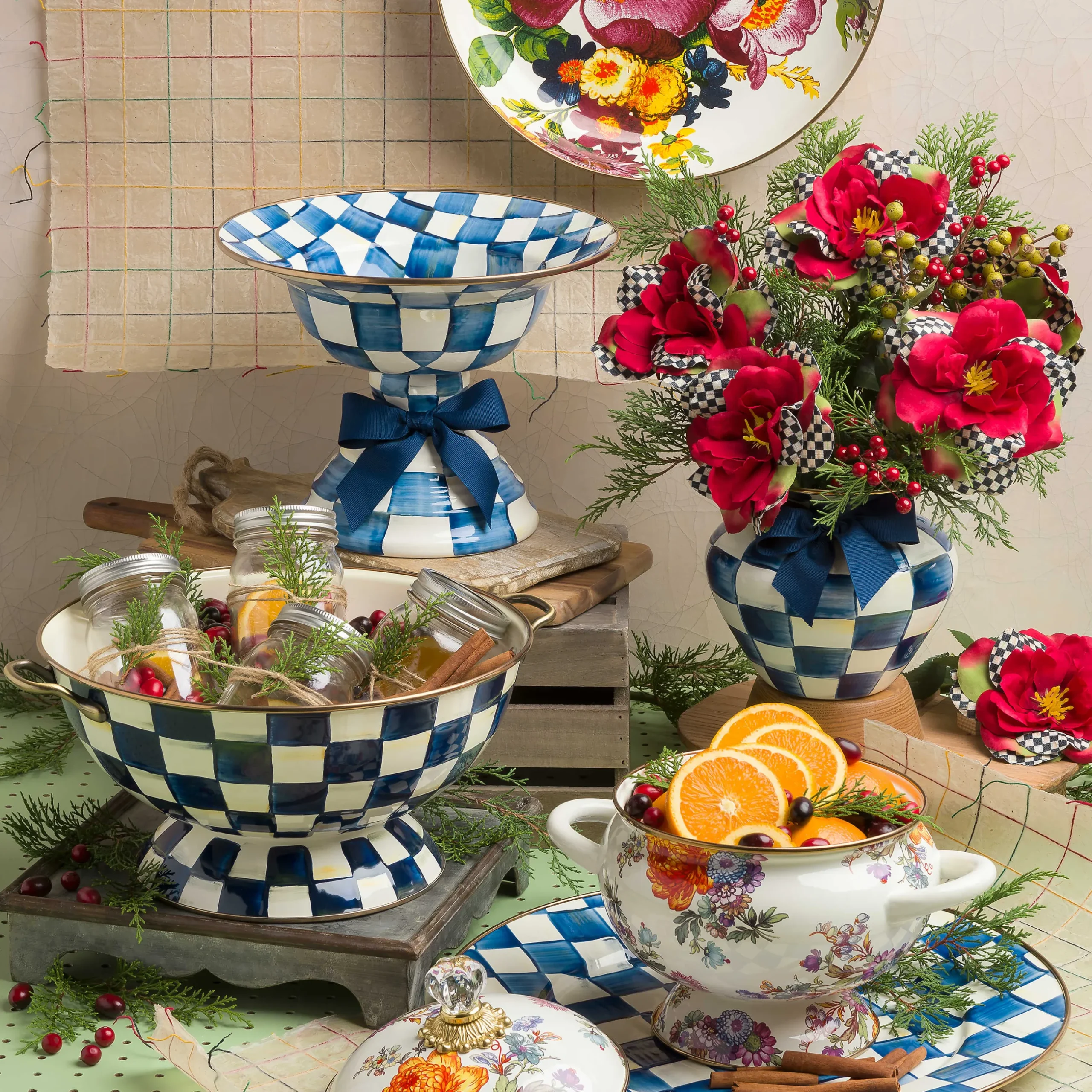 Clearance MacKenzie-Childs Royal Check Enamel Serving Platter