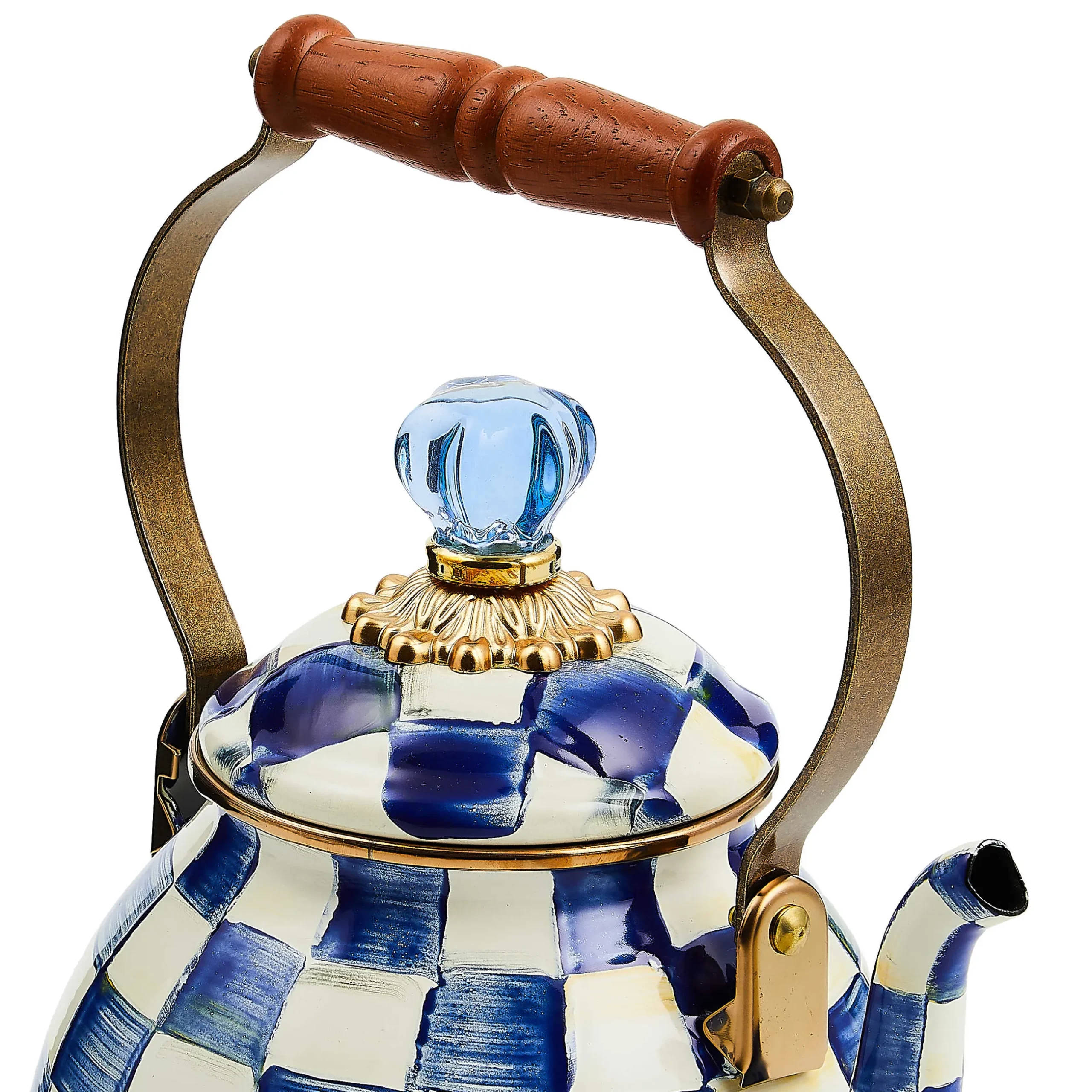 Clearance MacKenzie-Childs Royal Check Enamel Tea Kettle - 2 Quart