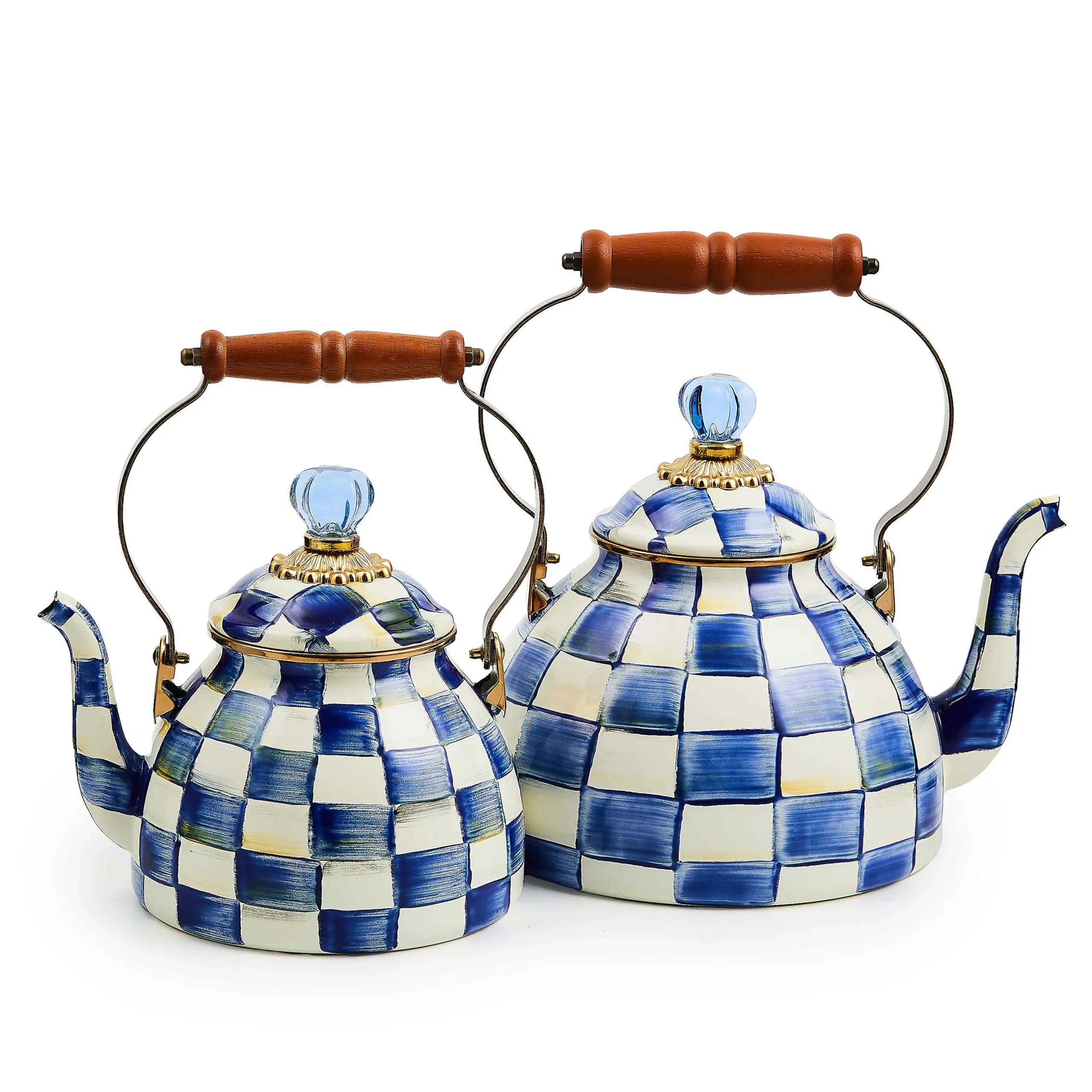 Clearance MacKenzie-Childs Royal Check Enamel Tea Kettle - 2 Quart