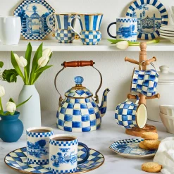 Clearance MacKenzie-Childs Royal Check Enamel Tea Kettle - 2 Quart