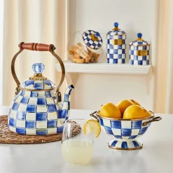 Clearance MacKenzie-Childs Royal Check Enamel Tea Kettle - 2 Quart
