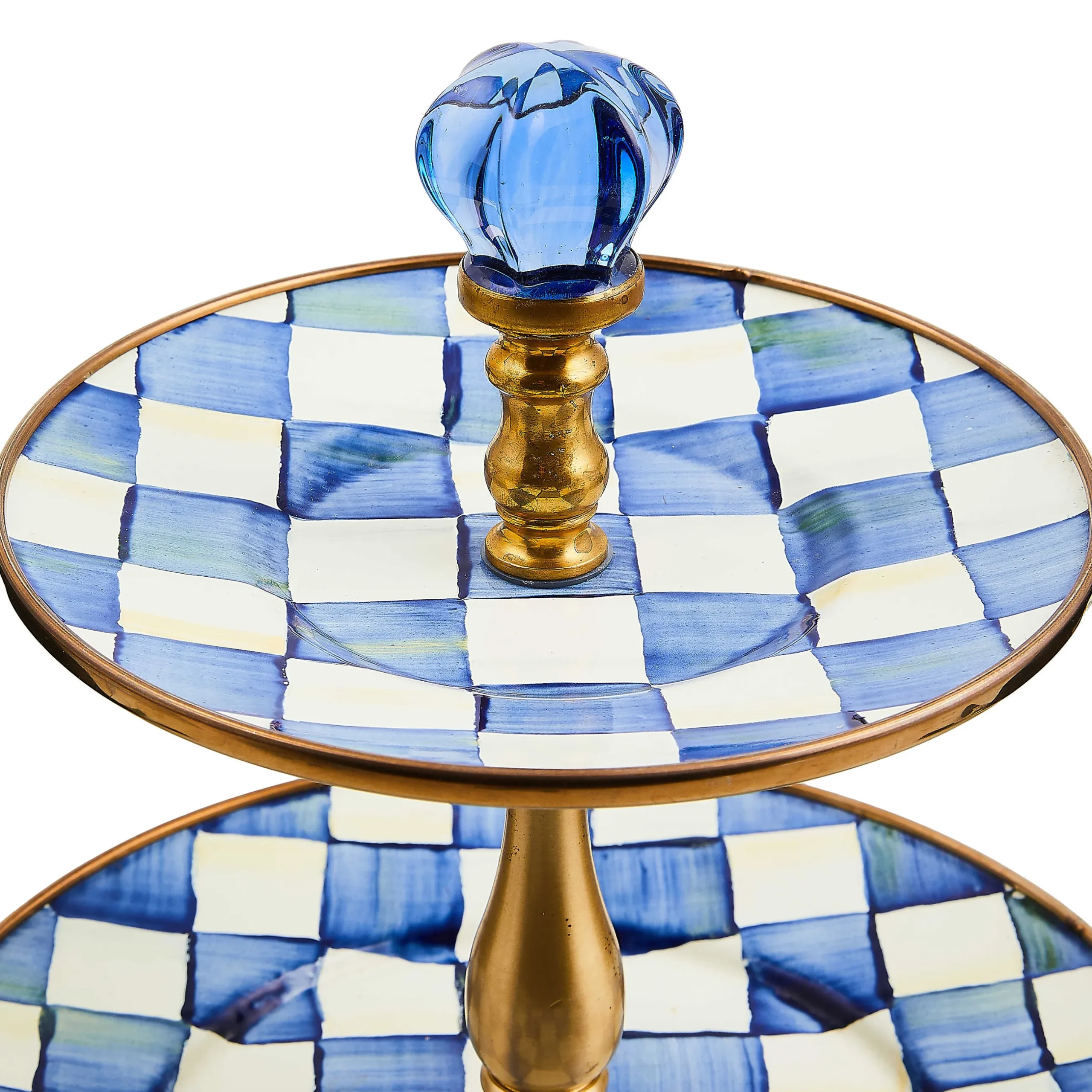Best MacKenzie-Childs Royal Check Enamel Three Tier Sweet Stand
