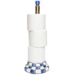 MacKenzie-Childs Royal Check Enamel Toilet Tissue Storage