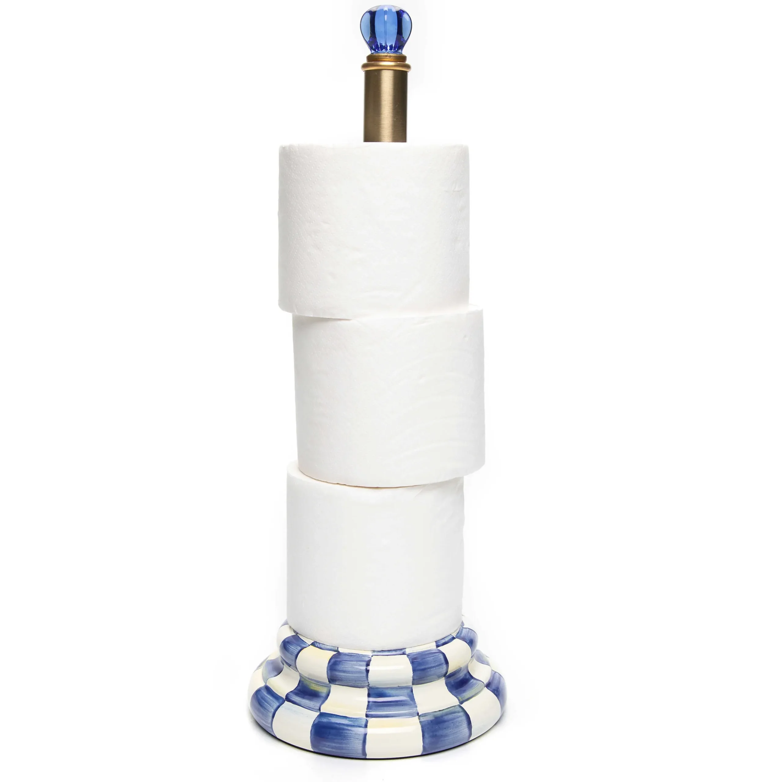 MacKenzie-Childs Royal Check Enamel Toilet Tissue Storage
