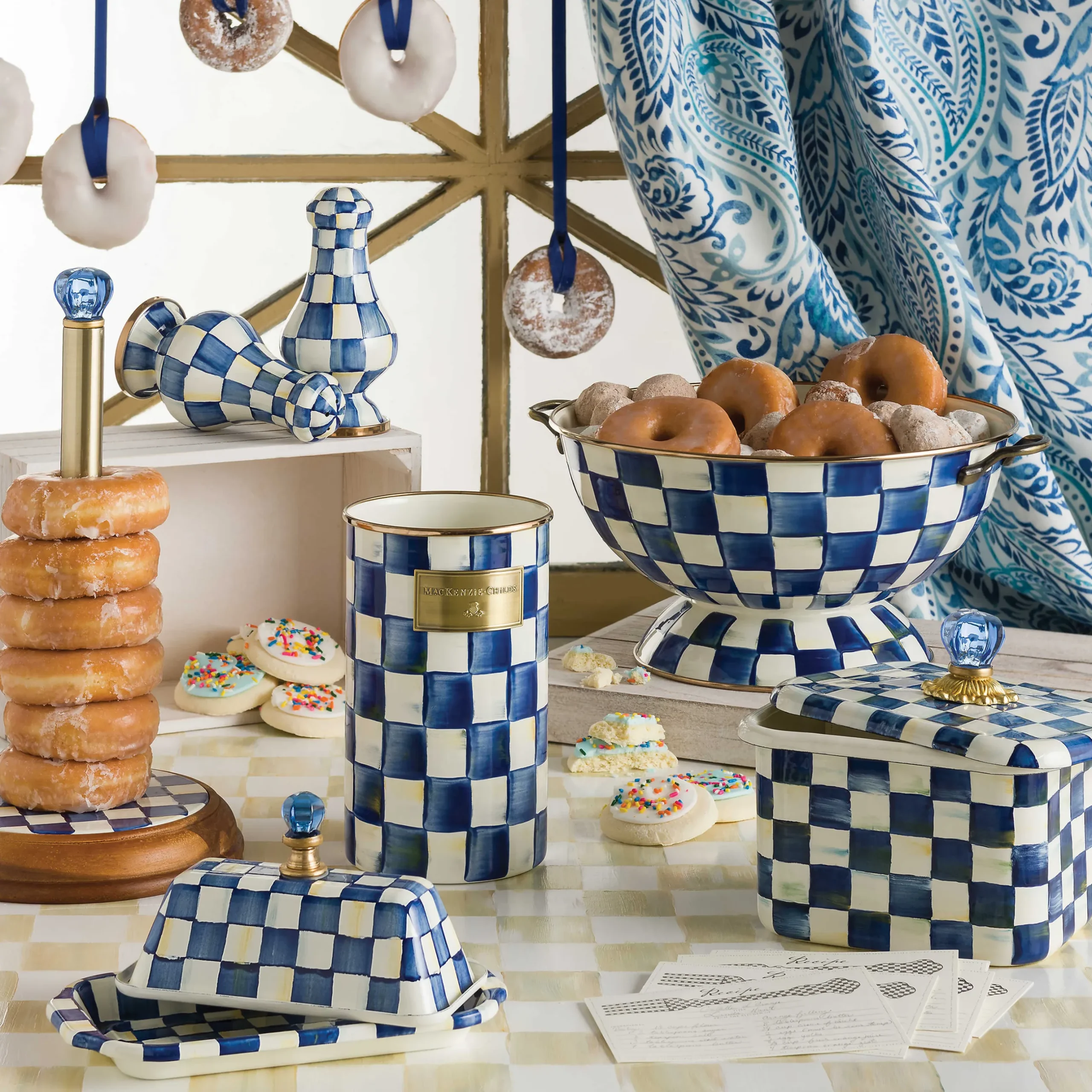 New MacKenzie-Childs Royal Check Enamel Utensil Holder