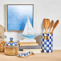 New MacKenzie-Childs Royal Check Enamel Utensil Holder