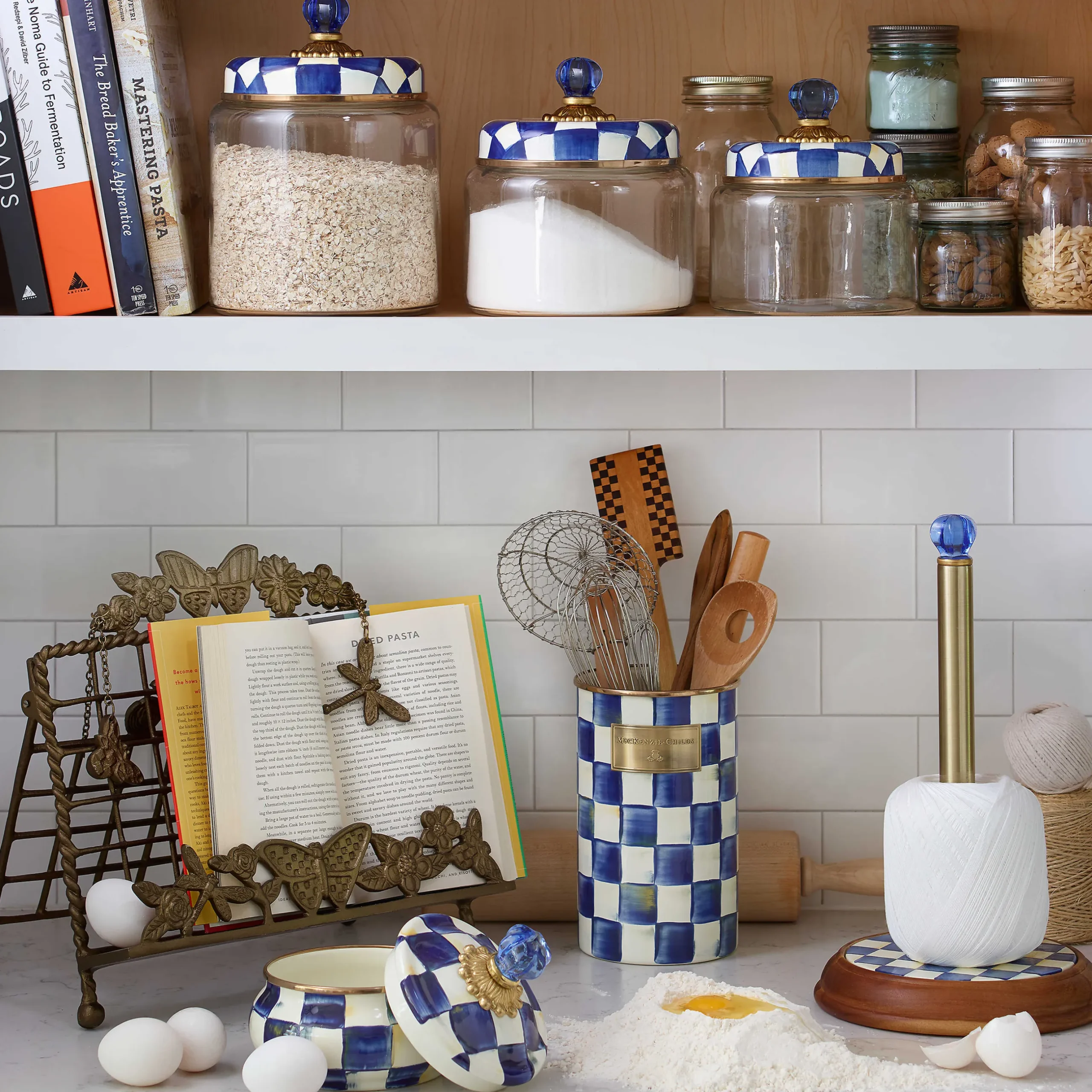 New MacKenzie-Childs Royal Check Enamel Utensil Holder