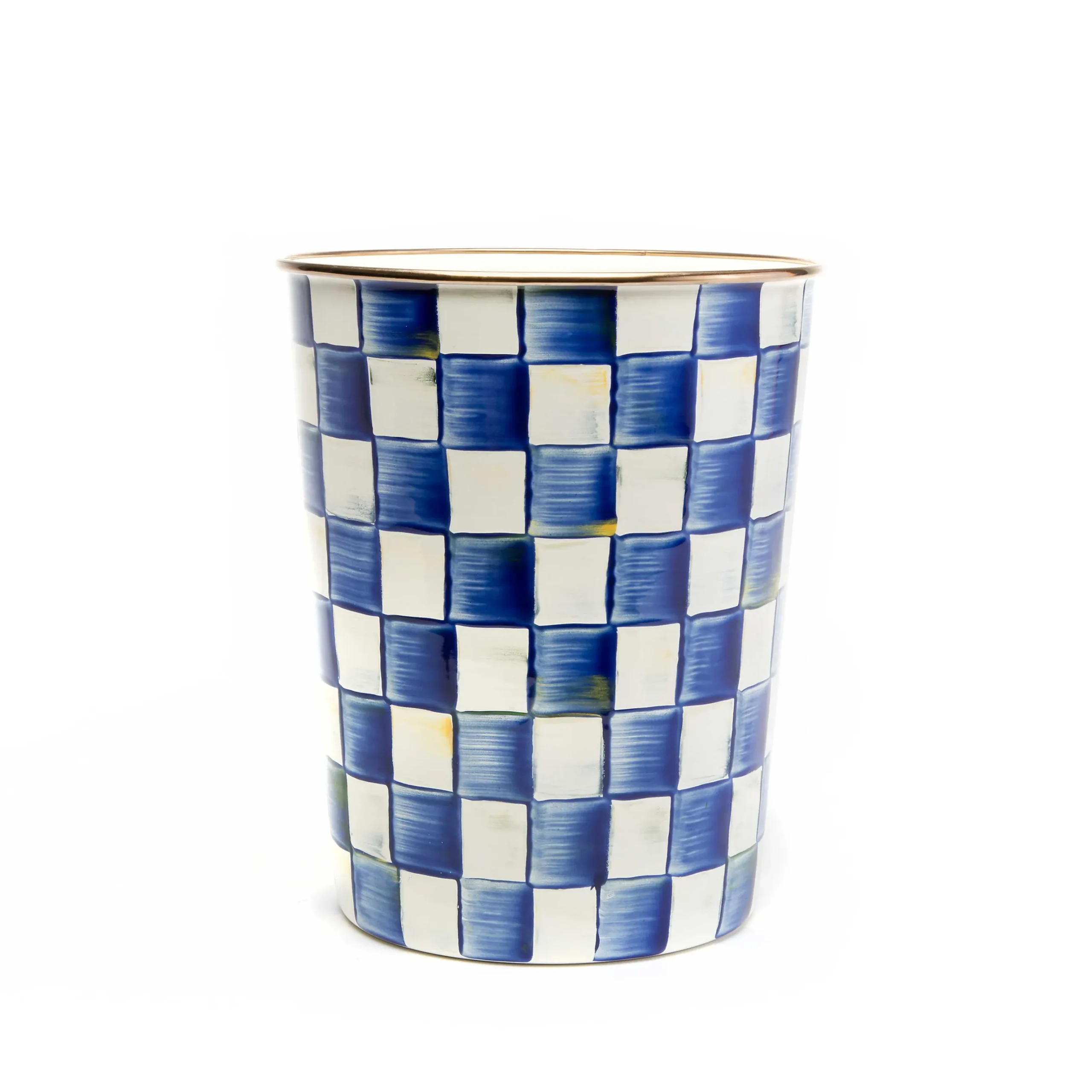 Online MacKenzie-Childs Royal Check Enamel Waste Bin