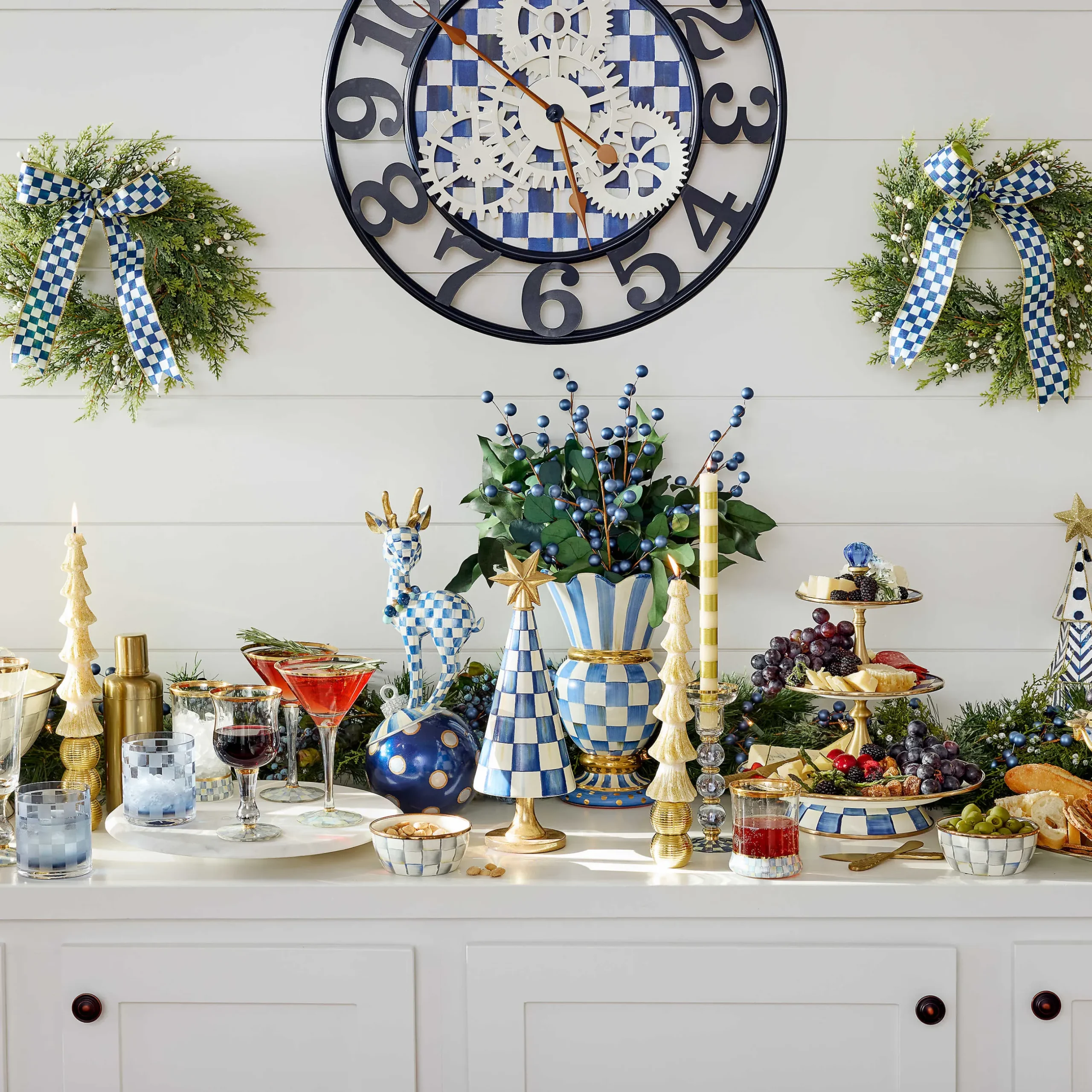 Clearance MacKenzie-Childs Royal Check Farmhouse Wall Clock - Small
