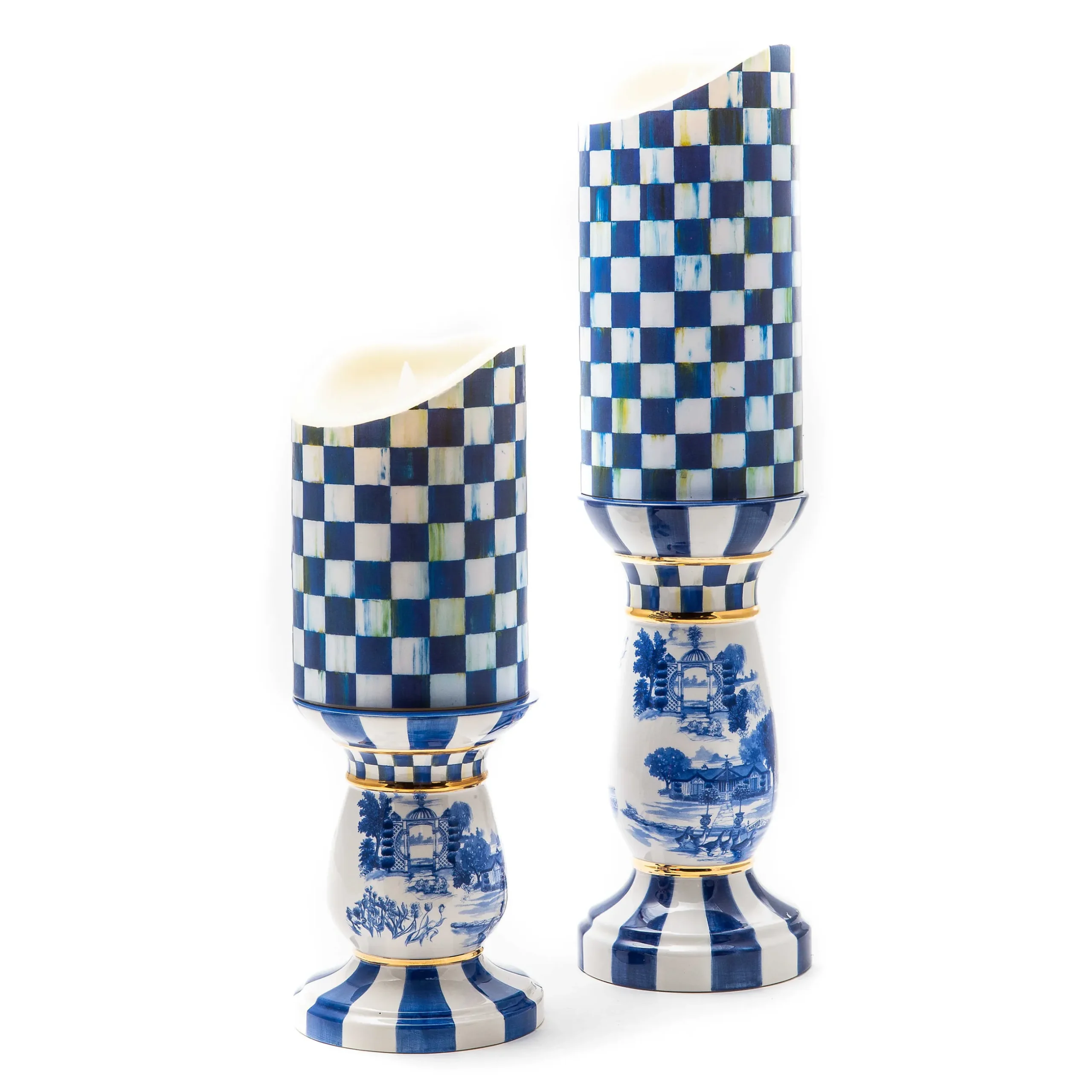 Sale MacKenzie-Childs Royal Check Flicker 8" Pillar Candle