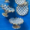 Outlet MacKenzie-Childs Royal Check Fluted Cake Stand