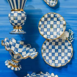 Hot MacKenzie-Childs Royal Check Fluted Dinner Plate