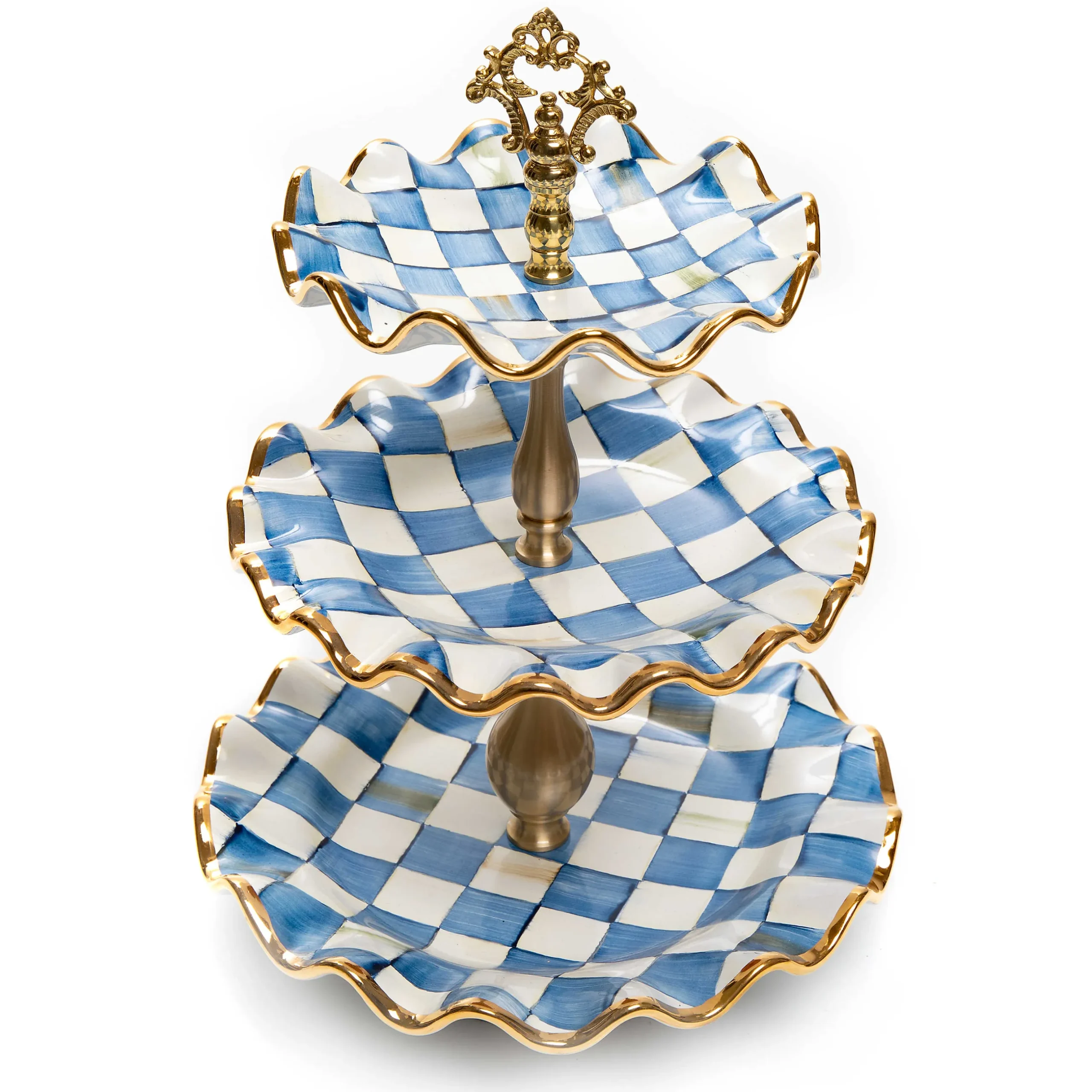 Sale MacKenzie-Childs Royal Check Three Tier Sweet Stand