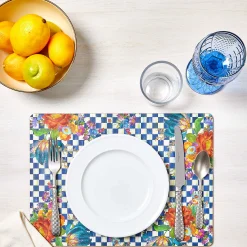 New MacKenzie-Childs Royal Flower Market Cork Back Placemats - Set Of 4