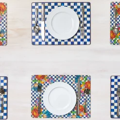 New MacKenzie-Childs Royal Flower Market Cork Back Placemats - Set Of 4