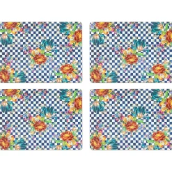 New MacKenzie-Childs Royal Flower Market Cork Back Placemats - Set Of 4