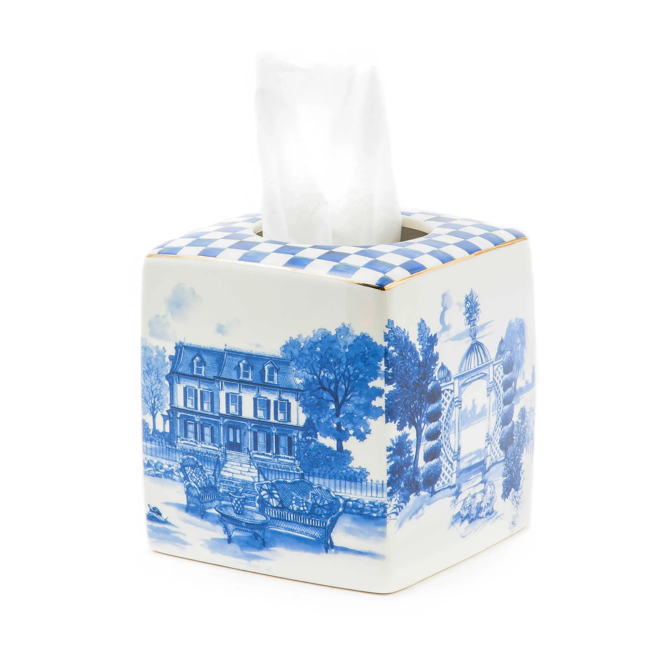 New MacKenzie-Childs Royal Toile Tissue Holder
