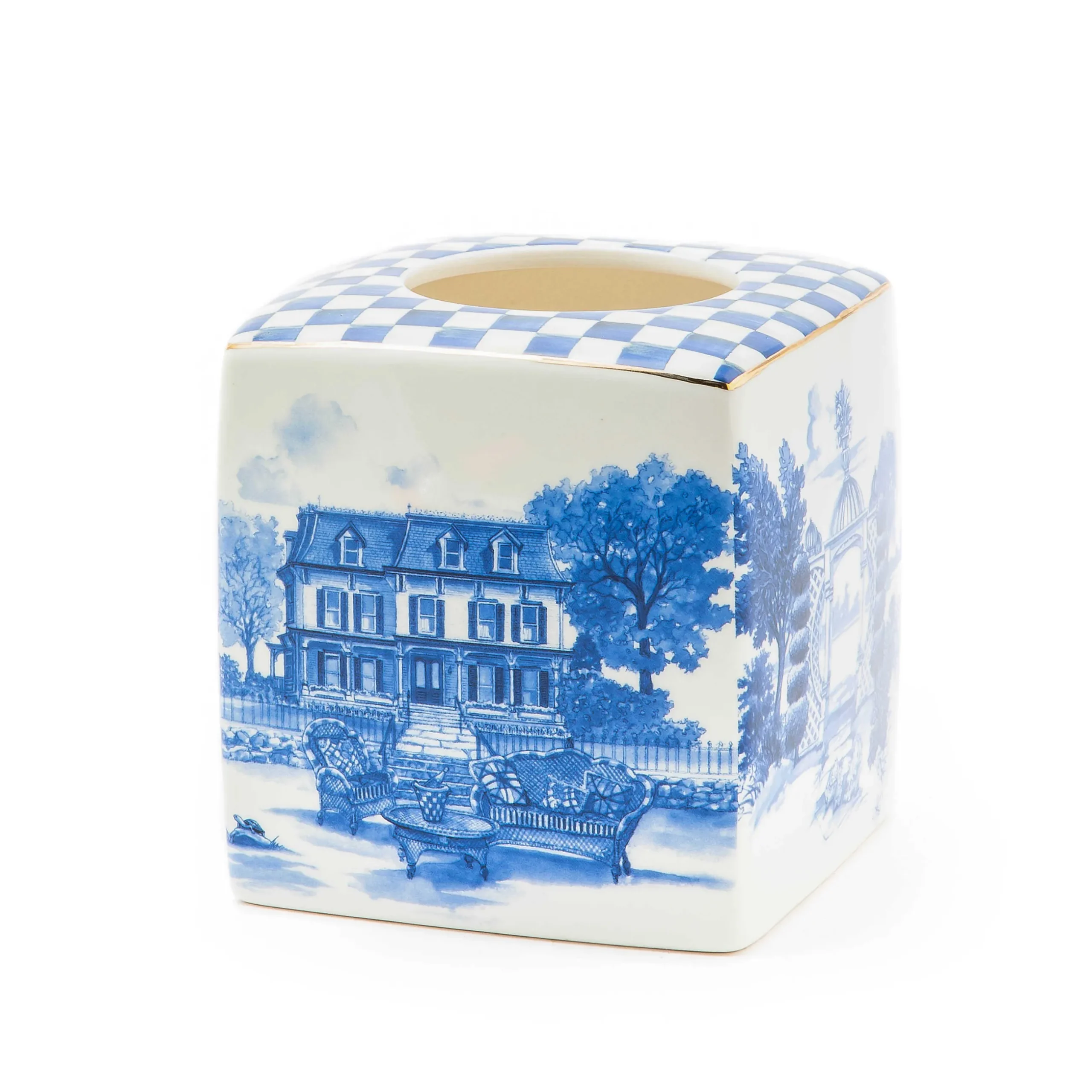 New MacKenzie-Childs Royal Toile Tissue Holder