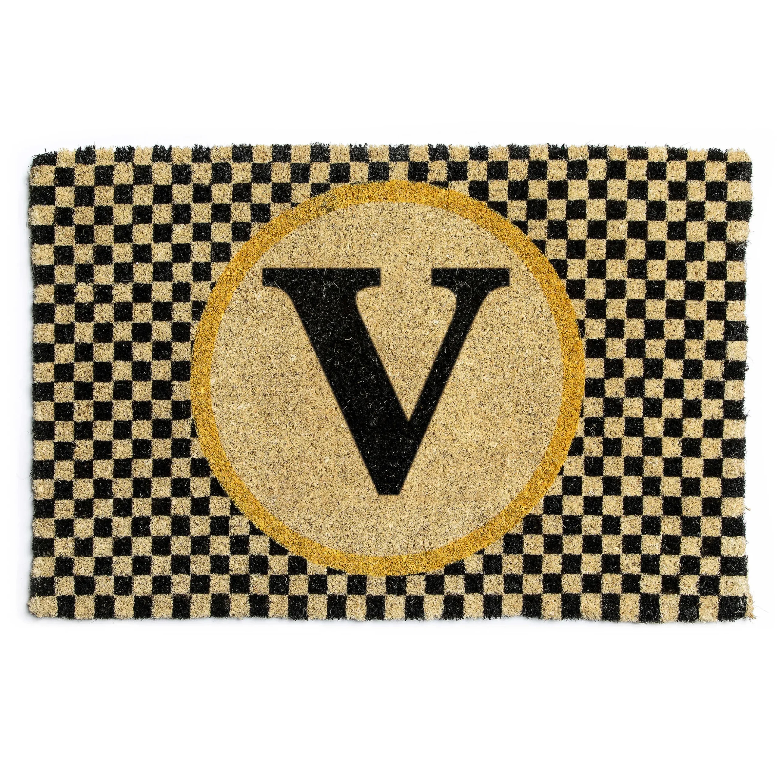 Sale MacKenzie-Childs Single Letter Monogrammed Entrance Mat - V