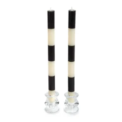Discount MacKenzie-Childs Six Bands Dinner Candles - Black - Set Of 2