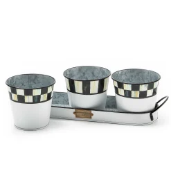 New MacKenzie-Childs Spectator Galvanized Herb Pots - Set Of 3