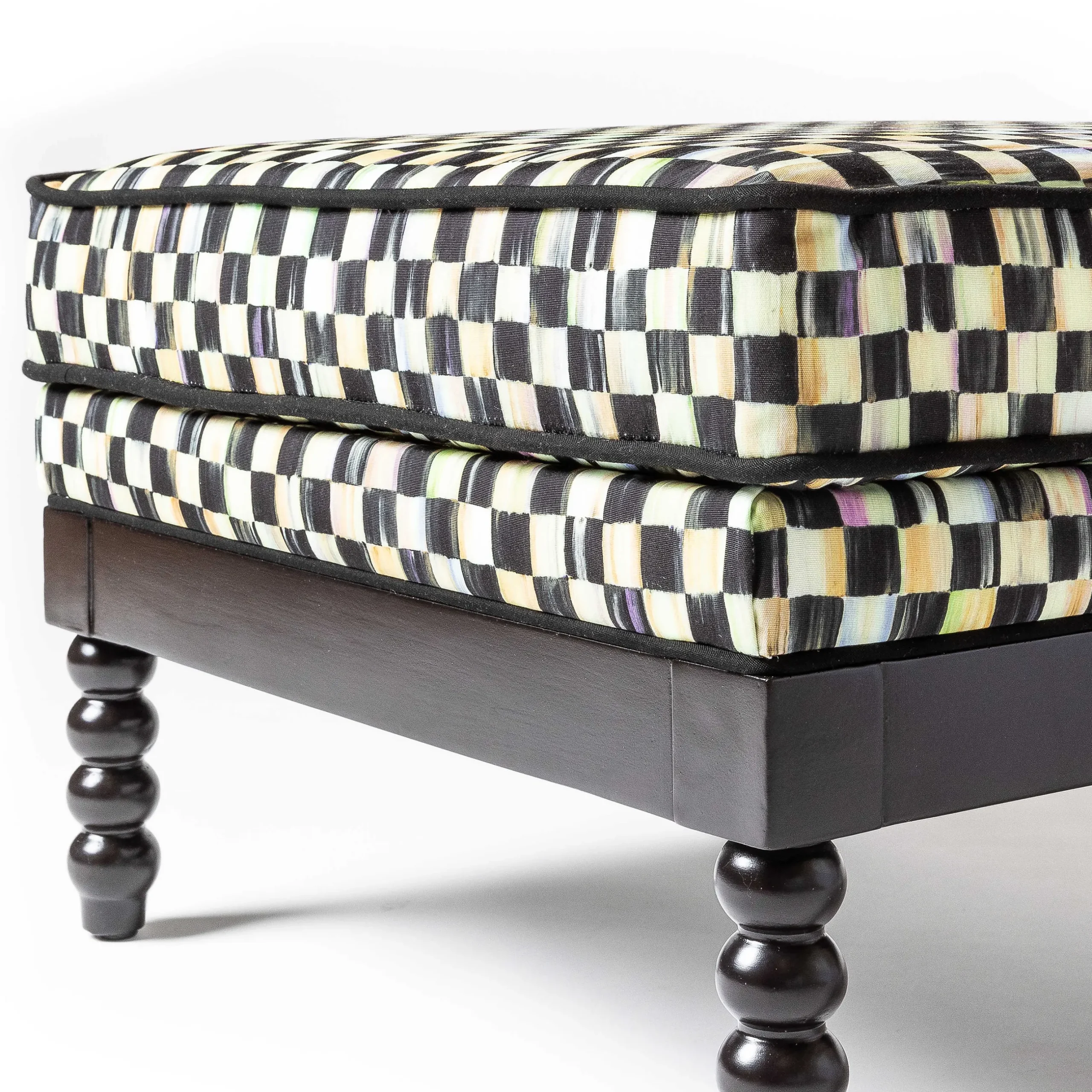 Best MacKenzie-Childs Spindle Check Outdoor Ottoman