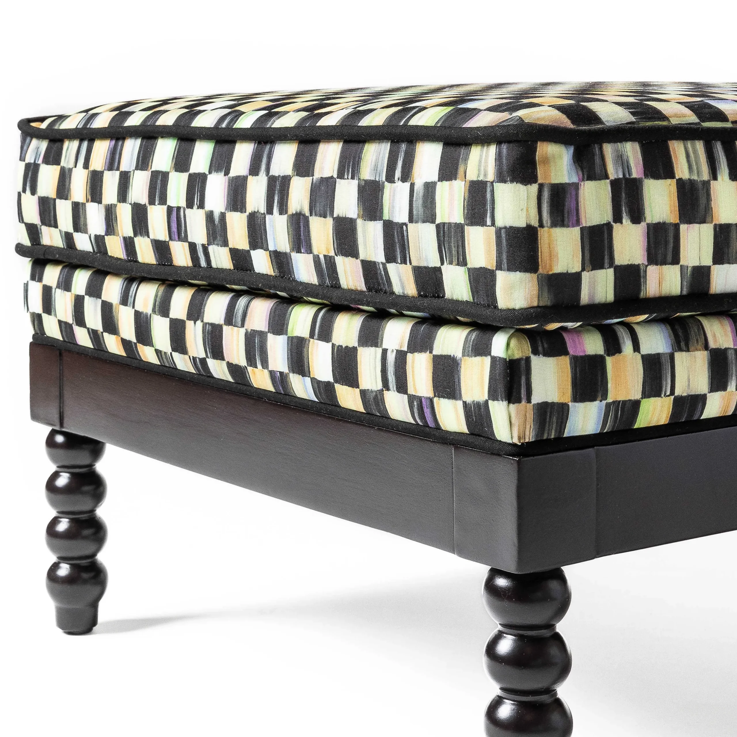 Best MacKenzie-Childs Spindle Check Outdoor Ottoman