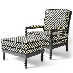 Best MacKenzie-Childs Spindle Check Outdoor Ottoman