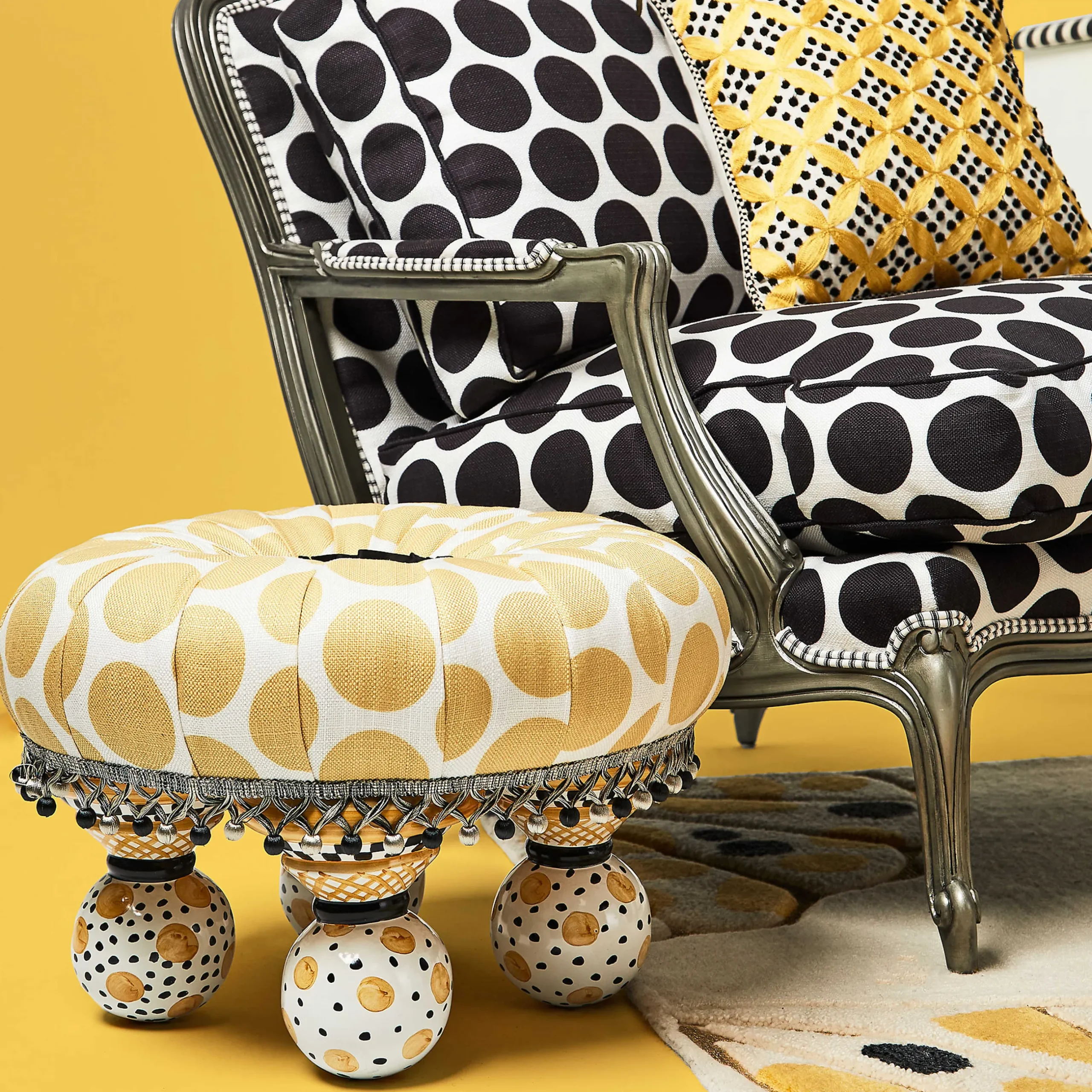 Hot MacKenzie-Childs Spot On Tuffet - Buttercup