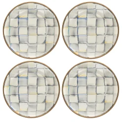 Discount MacKenzie-Childs Sterling Check Enamel Appetizer Plates - Set Of 4