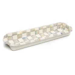 New MacKenzie-Childs Sterling Check Enamel Baguette Dish