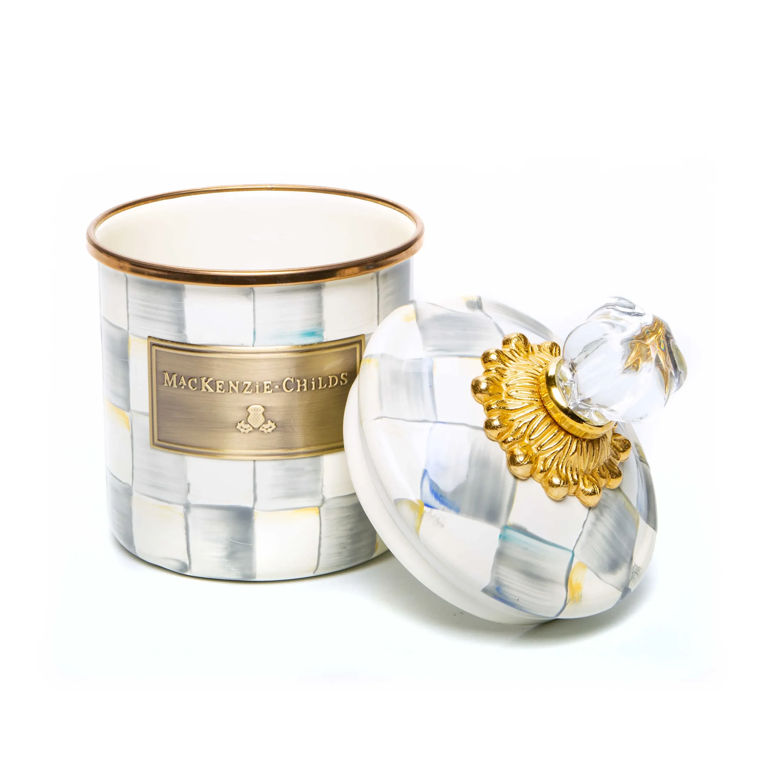 Outlet MacKenzie-Childs Sterling Check Enamel Canister - Demi