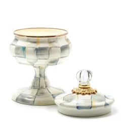 Clearance MacKenzie-Childs Sterling Check Enamel Curiosity Pot