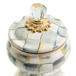 Clearance MacKenzie-Childs Sterling Check Enamel Curiosity Pot
