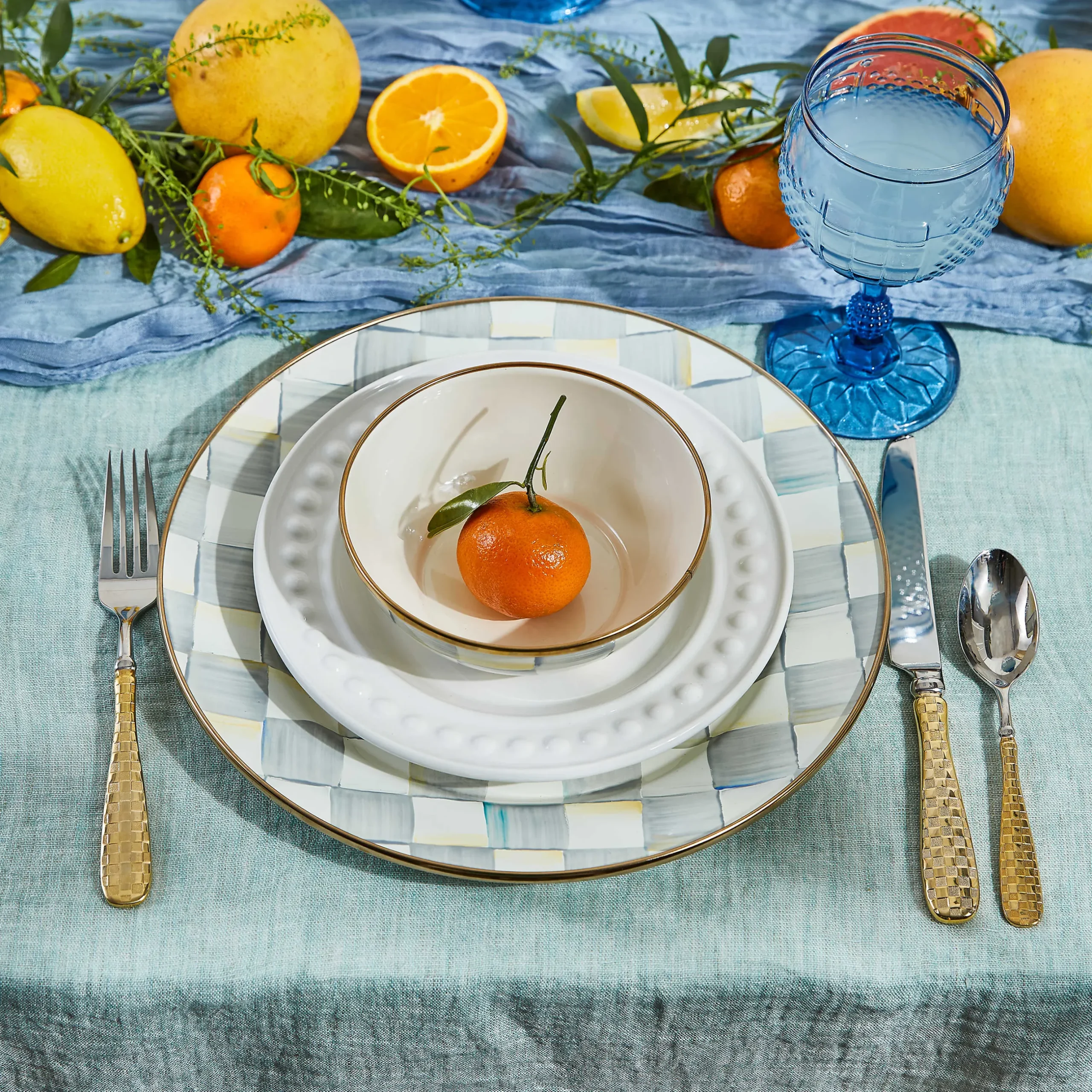 New MacKenzie-Childs Sterling Check Enamel Everyday Bowl