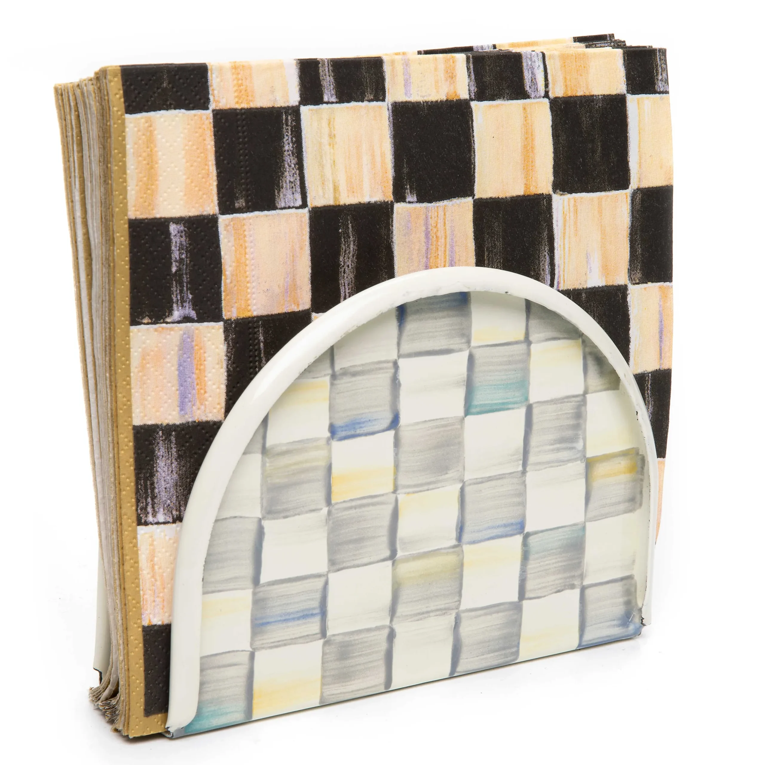 Sale MacKenzie-Childs Sterling Check Enamel Napkin Holder