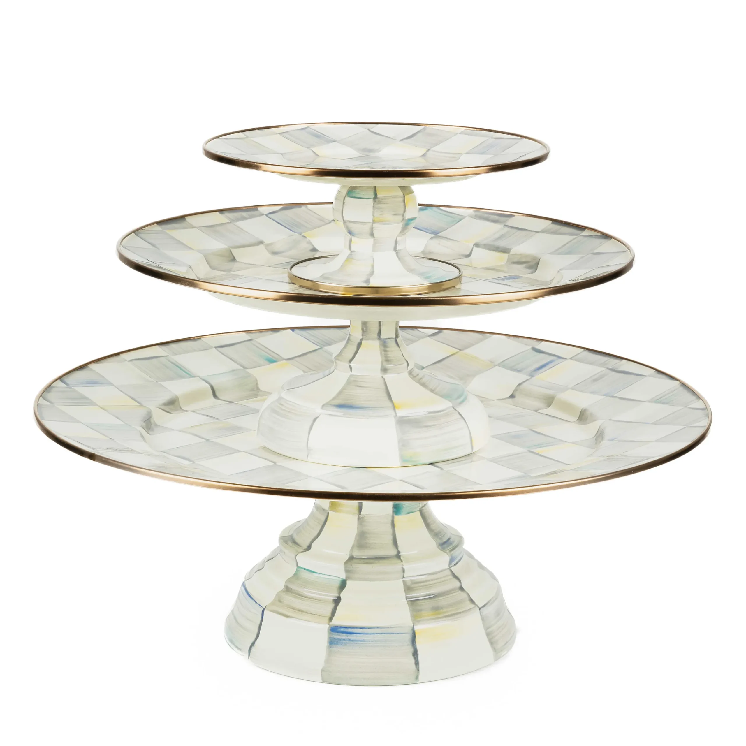 Online MacKenzie-Childs Sterling Check Enamel Pedestal Platter - Small