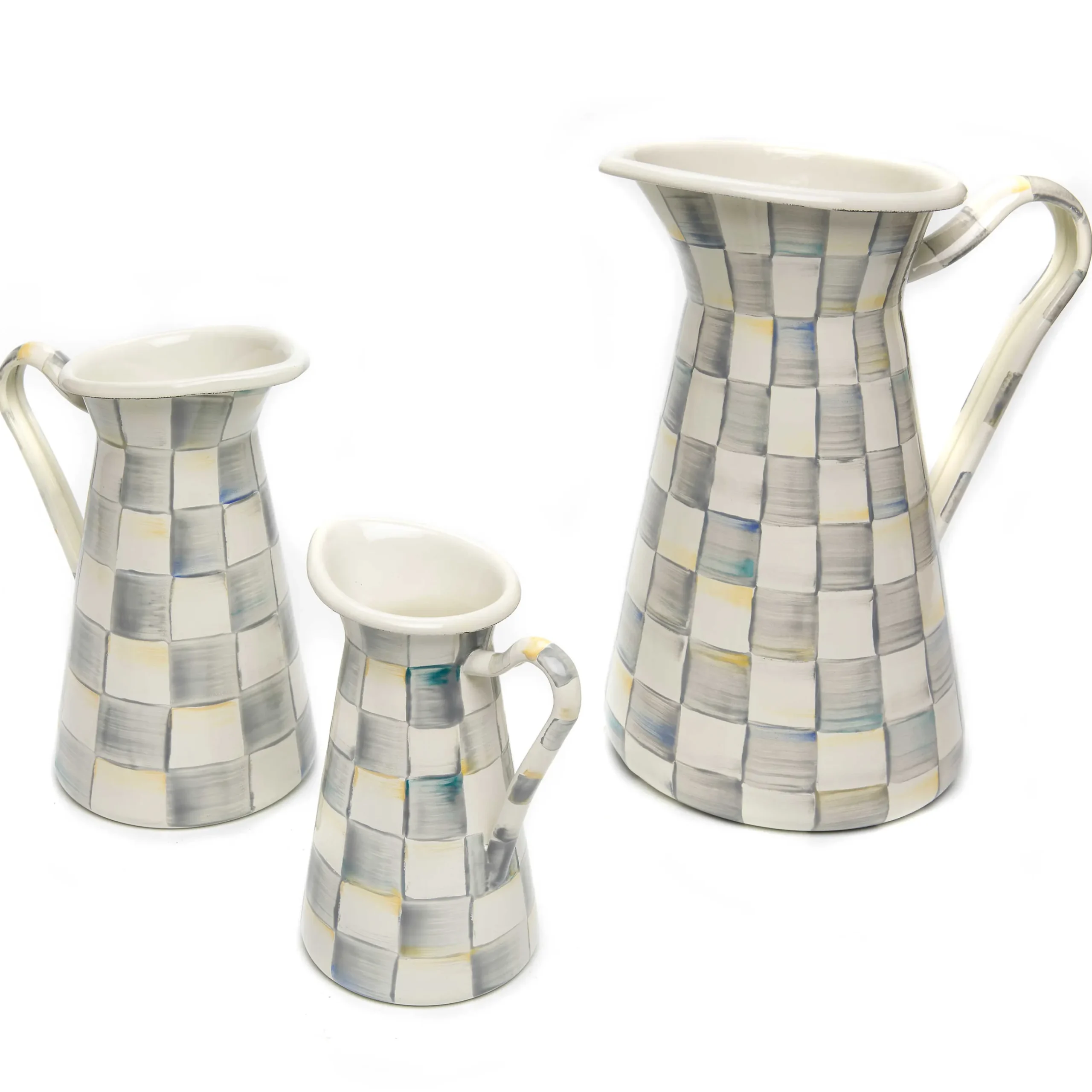 Clearance MacKenzie-Childs Sterling Check Enamel Practical Pitcher - Large