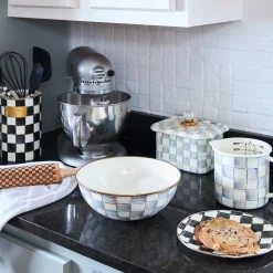 MacKenzie-Childs Sterling Check Enamel Recipe Box