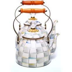 Sale MacKenzie-Childs Sterling Check Enamel Tea Kettle - 3 Quart