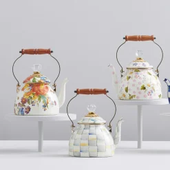 Online MacKenzie-Childs Sterling Check Enamel Tea Kettle - 2 Quart