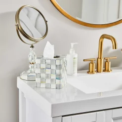 New MacKenzie-Childs Sterling Check Enamel Vanity Mirror
