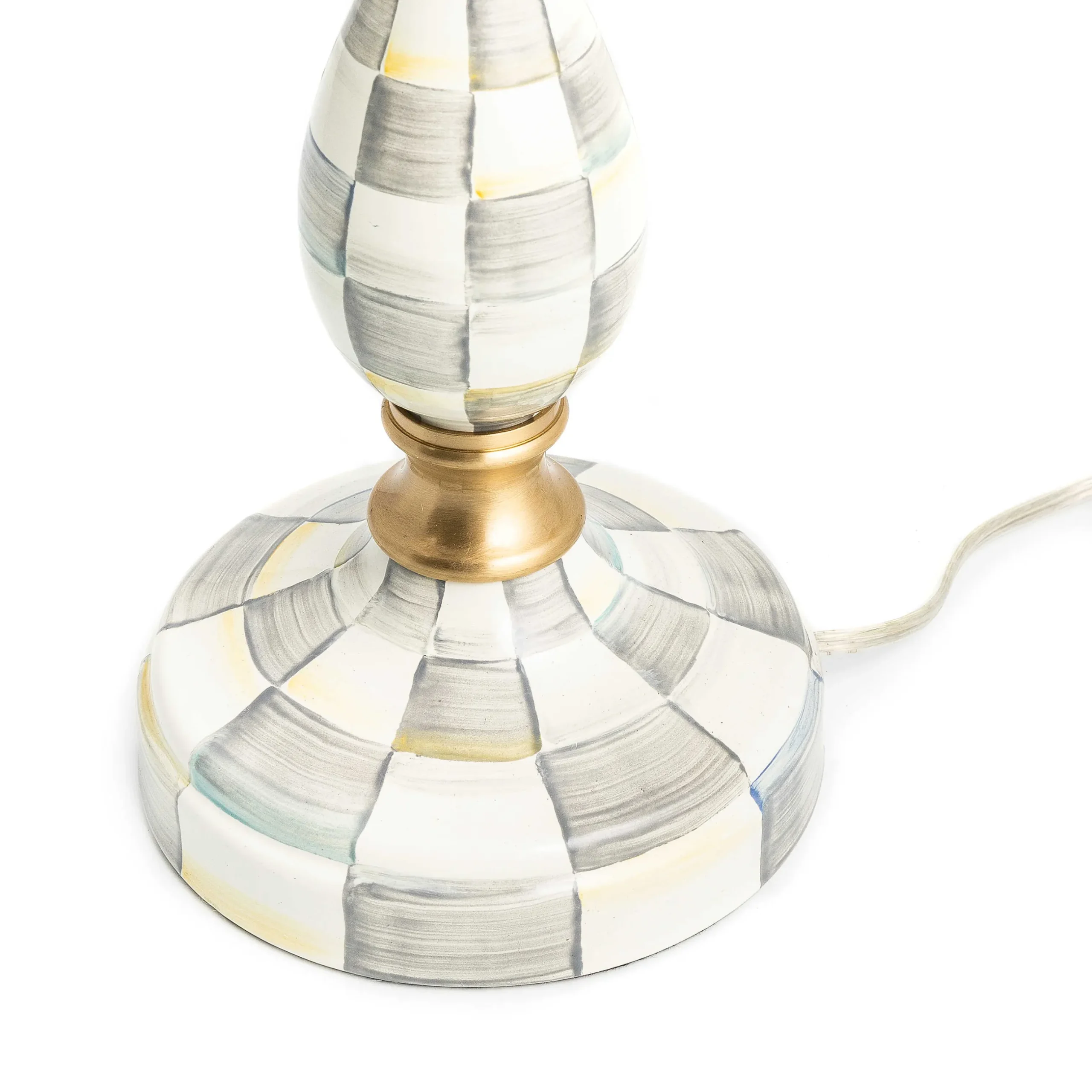 Clearance MacKenzie-Childs Sterling Check Enamelware Reading Table Lamp