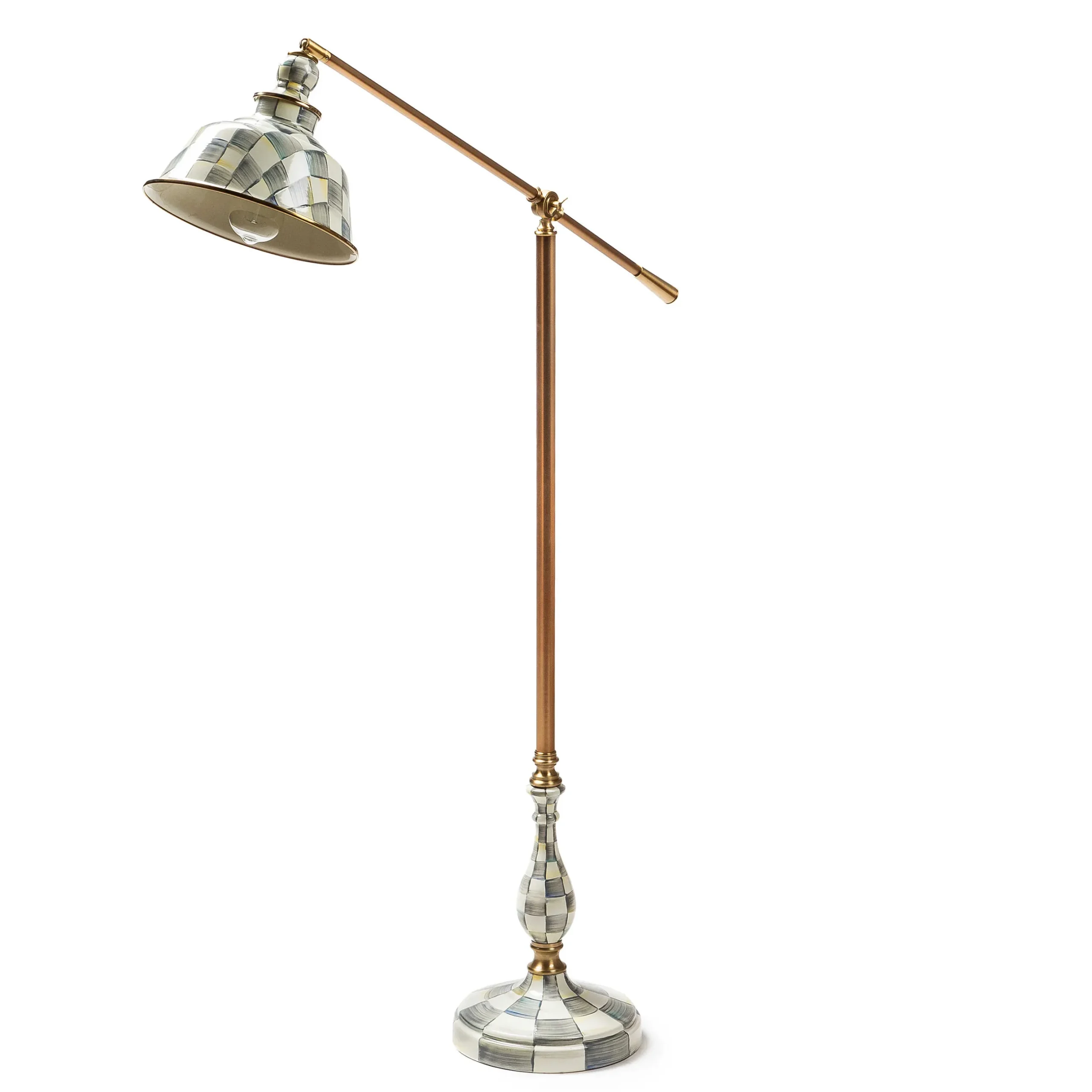 Hot MacKenzie-Childs Sterling Check Enamelware Reading Floor Lamp